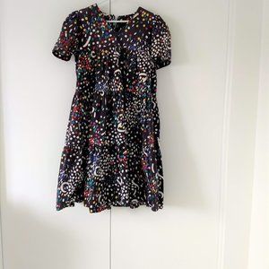 Vintage 80s black polkadot daydress napdress housedress